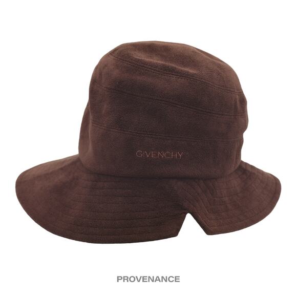 🔴 Givenchy Logo Notch Bucket Hat - Chocolate Microsuede - Picture 1 of 7